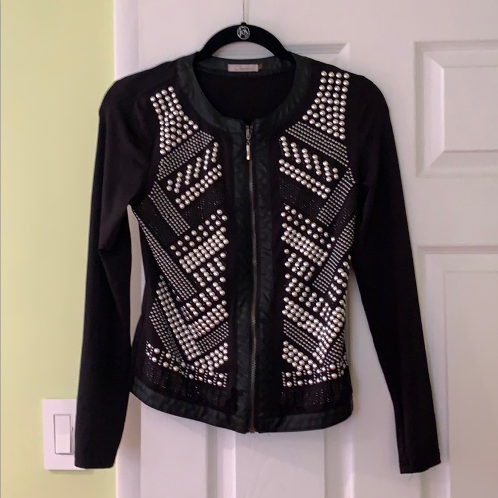 Jeweled zip up